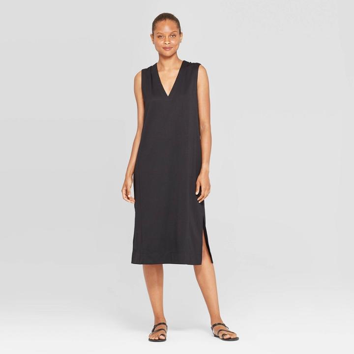 Target Women's Sleeveless Deep V-neck Midi T-shirt Dress - Prologue Black