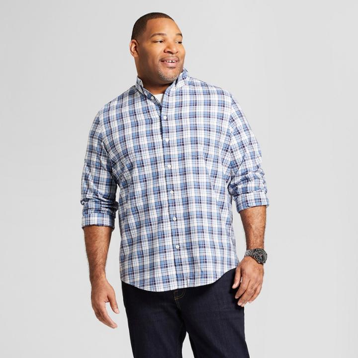 Men's Tall Standard Fit Long Sleeve Button-down Shirt - Goodfellow & Co Blue