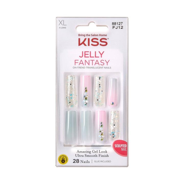 Kiss Products Jelly Fantasy Extralong Coffin Sculpted Gel Nails - Jelly Belly
