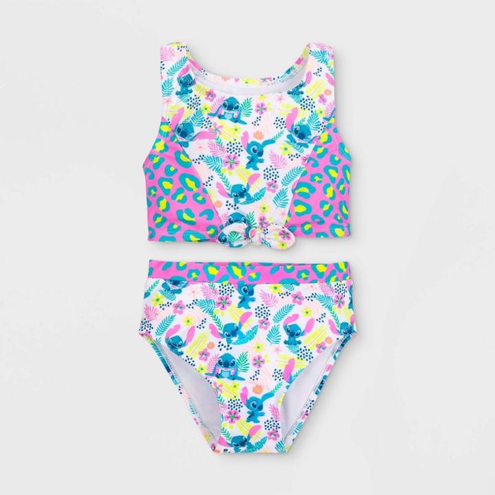 Girls' Disney Lilo & Stitch 2pc Midkini Swim Set - White 3 - Disney