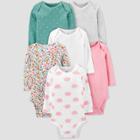 Baby Girls' 6pk Polka Dot And Floral Print Bodysuit - Just One You Made By Carter's Green/pink/gray