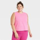 Women's Plus Size Cropped Tank Top - All In Motion Heathered Pink