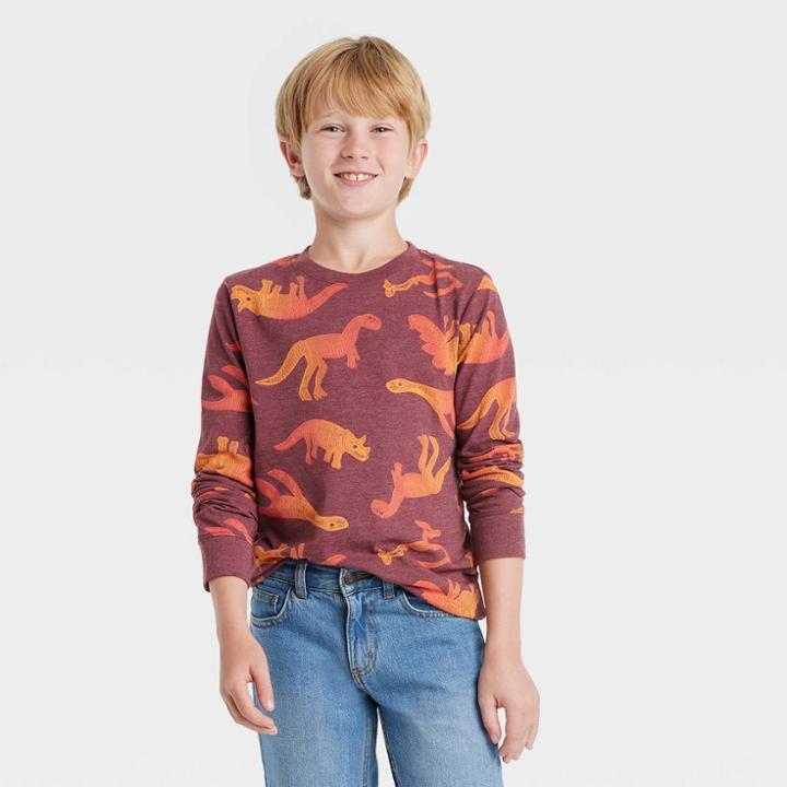 Boys' Long Sleeve Dino Print T-shirt - Cat & Jack