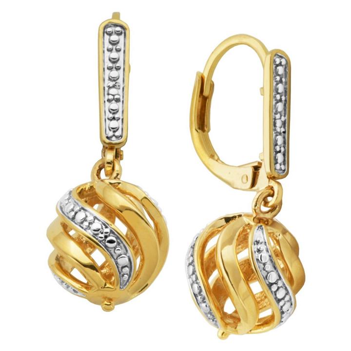 Prime Art & Jewel 18k Yellow Gold Plated Bronze Diamond Accent Lever Back Earrings, Girl's
