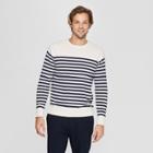 Men's Striped Standard Fit Long Sleeve Crew Neck Pullover Sweater - Goodfellow & Co Cream