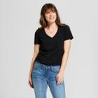 Women's Sensory Friendly Pocket V-neck Short Sleeve T-shirt - Universal Thread Black