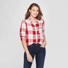 Target Women's Long Sleeve Plaid Shirt - Universal Thread Red
