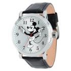 Men's Disney Mickey Mouse Shinny Silver Vintage Articulating Watch With Alloy Case - Black,