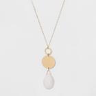 Coins And Hanging White Semi-precious Stone Long Necklace - A New Day Gold