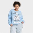 Peanuts Women's Disney Plus Size Merry And Bright Snoopy Graphic Sweatshirts - Blue
