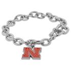 Journee Collection Women's Ncaa Base Metal Sports Team Logo Charm Bracelet - Nebraska
