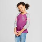 Girls' Be Creative Baseball 3/4 Sleeve T-shirt - Cat & Jack Purple