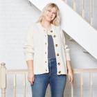 Women's Plus Size Button-front Cropped Cardigan - Universal Thread Cream