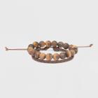 Men's Matte Tiger Eye Adjustable Clasp Bolo Beaded Bracelet - Goodfellow & Co Brown One Size, Men's, Blue
