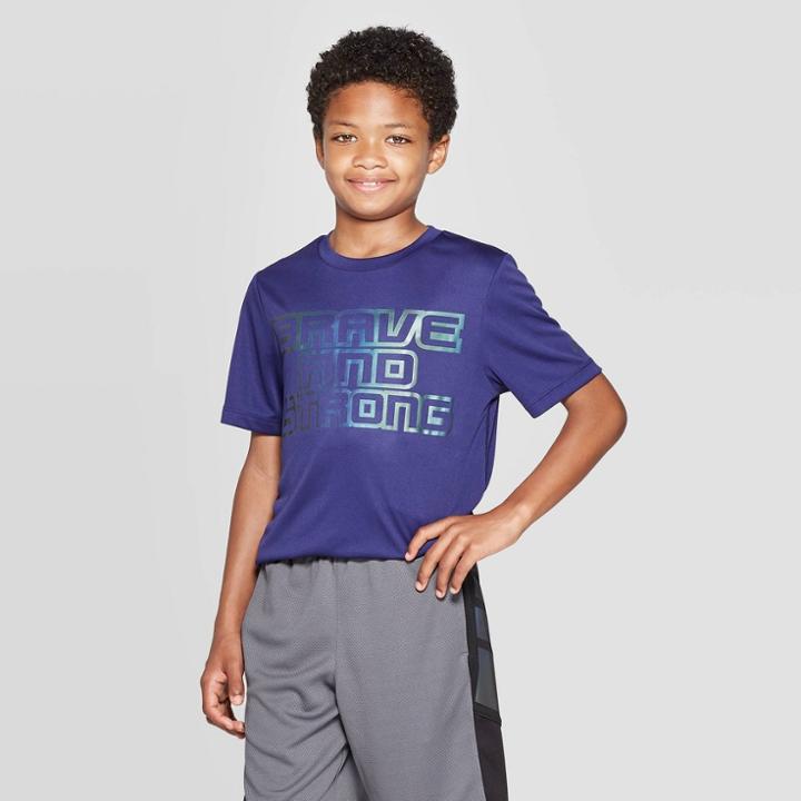 Boys' Graphic Tech T-shirt Brave & Strong - C9 Champion Purple