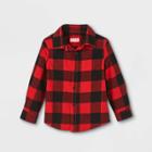 Toddler Boys' Flannel Long Sleeve Button-down Shirt - Cat & Jack Red