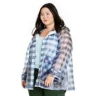 Women's Plus Size Gingham Check Translucent Hooded Raincoat - Sandy Liang X Target Blue