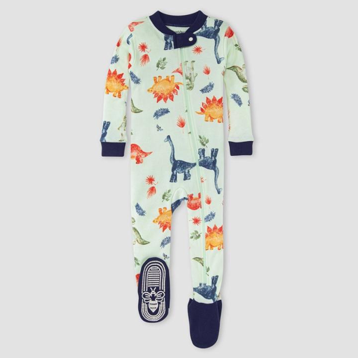 Burt's Bees Baby Baby Boys' Dino Friends Midnight Organic Cotton Footed Pajama - Black