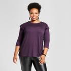 Women's Plus Size Ruffle Shoulder T-shirt - Ava & Viv Purple