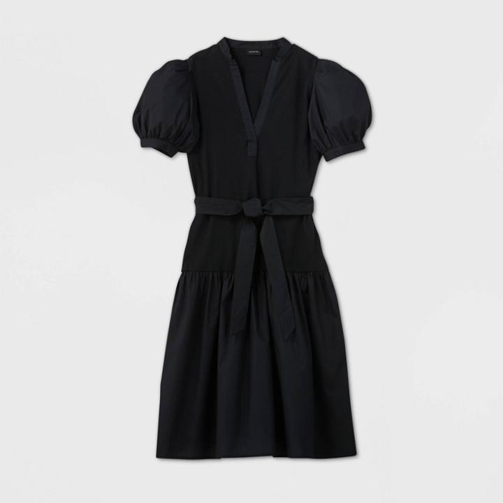 Women's Short Sleeve Woven Dress - Who What Wear Black