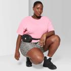 Women's Plus Size Oversized Short Sleeve Crewneck Boxy T-shirt - Wild Fable Shimmer Pink