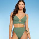 Women's Longline Cut Out Bikini Top - Shade & Shore Wasabi Green