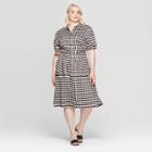 Women's Plus Size Elbow Sleeve Collared At Knee Dress - Who What Wear Black