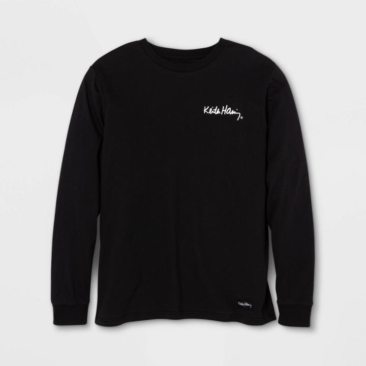 Men's Keith Haring Dogs Long Sleeve Graphic T-shirt - Black S, Men's,