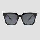 Women's Leopard Print Square Sunglasses - A New Day Black