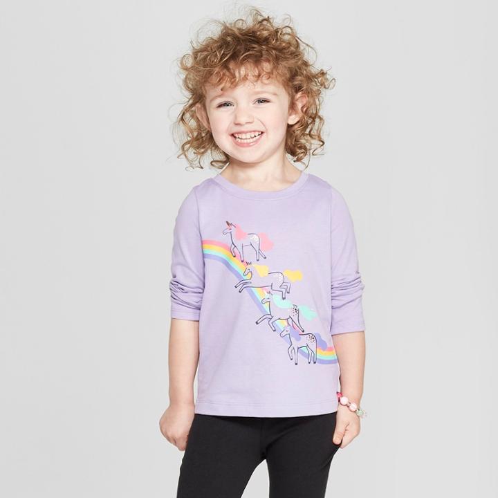 Toddler Girls' Unicorn Long Sleeve T-shirt - Cat & Jack Hushed Violet