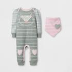 Baby Girls' 2pc Owl Coverall Set Cloud Island - Gray/pink