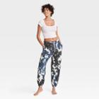 Women's Tie-dye Fold-over Fleece Lounge Jogger Pants - Colsie Blue