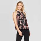 Target Women's Floral Print Regular Fit Sleeveless Halter Neck Top - A New Day Black