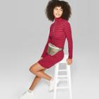 Women's Striped Mock Neck Dress - Wild Fable Navy/red