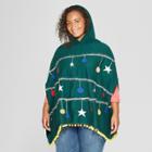 Women's Plus Size Christmas Tree Poncho - Well Worn (juniors') Green