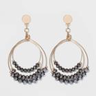 Gold With Multi Layered Rings And Hematite Glass Beaded Drop Earrings - A New Day Hematite