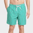 Men's 7 Striped Swim Trunks - Goodfellow & Co Green