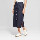 Women's Button-up Side Slit Midi Skirt - Mossimo Blue
