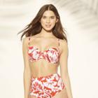 Women's Vacay Light Lift Shiny Texture Bandeau Bikini Top - Shade & Shore Coral