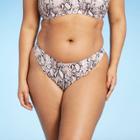 Women's High Leg High Waist Extra Cheeky Bikini Bottom - Shade & Shore Neutral Snake Print