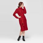 Women's Long Sleeve Mock Turtleneck Neck Sweater Dress - A New Day Red