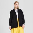 Women's Plus Size Textured Open Cardigan - A New Day Black
