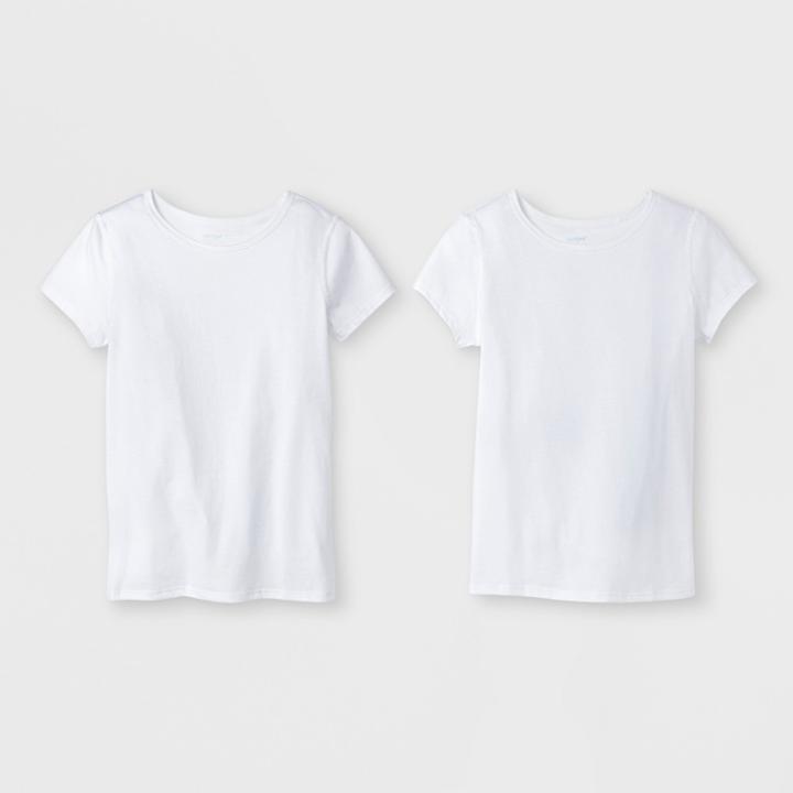 Petitegirls' Short Sleeve 2pk Adaptive T-shirt - Cat & Jack White M, Girl's,