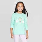 Girls' Long Sleeve Knitting Narwhal Graphic T-shirt - Cat & Jack Mint Xl, Girl's, Green