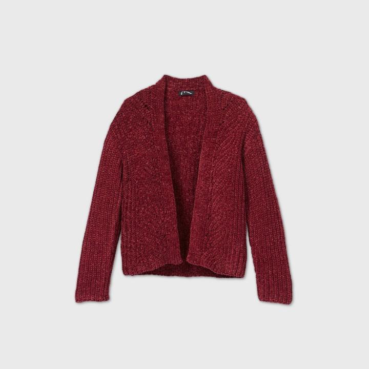 Girls' Open-front Chenille Cardigan - Art Class
