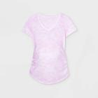 Maternity Tie-dye Short Sleeve V-neck Side Shirred T-shirt - Isabel Maternity By Ingrid & Isabel Light Purple