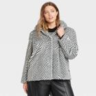Women's Plus Size Faux Fur Jacket - Who What Wear Black Chevron