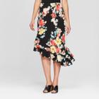 Target Women's Polka Dot Asymmetrical Ruffle Hem Skirt - Loramendi - Black
