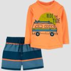 Baby Boys' 'ride The Tide' Long Sleeve Rash Guard Set - Just One You Made By Carter's Orange/blue