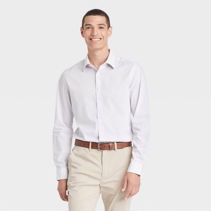 Men's Gingham Check Slim Fit Performance Dress Long Sleeve Button-down Shirt - Goodfellow & Co Gray
